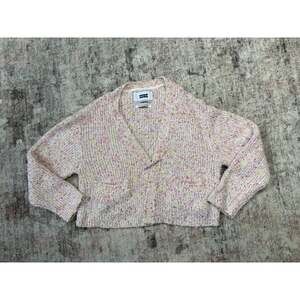 EENK L Short Knitted Pink Cardigan Two Front Pockets Made In Korea S Boxy Chunky